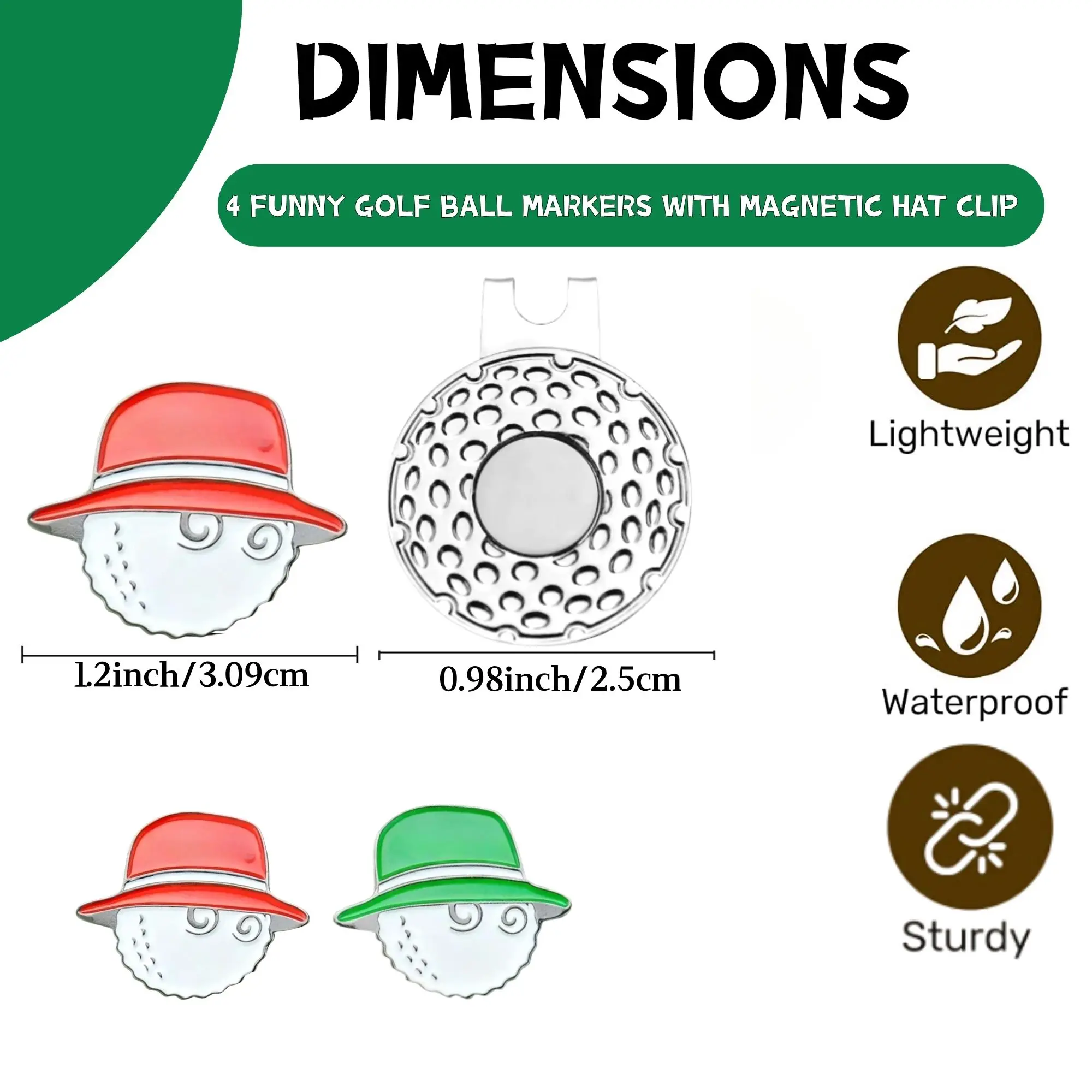 Golfball-Marker mit personalisiertem Logo, Emaille, mit starken magnetischen Hutclips, Vorteilspackungen für Männer und Frauen, Golfer, einfach an der Golfkappe zu befestigen. – Detail 5