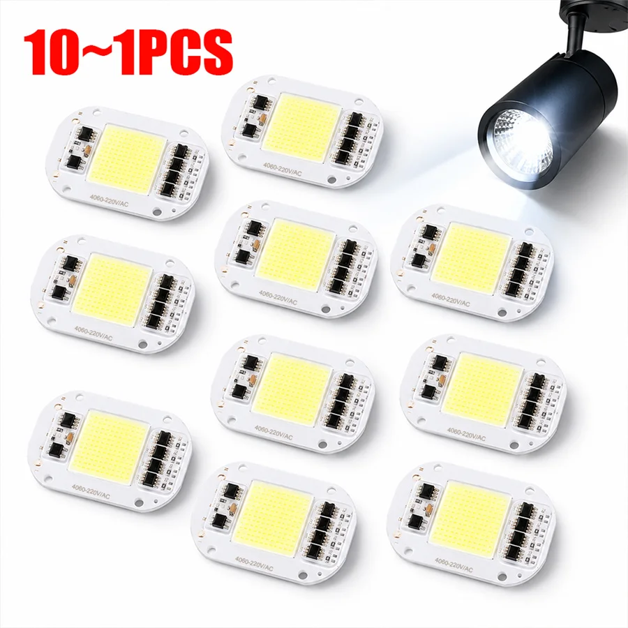 10-1PCS AC220V COB Chip 50W Light Source DIY LED Lights Without Drivers Highlight Outdoor Chip Lights  Floodlights Spotlights