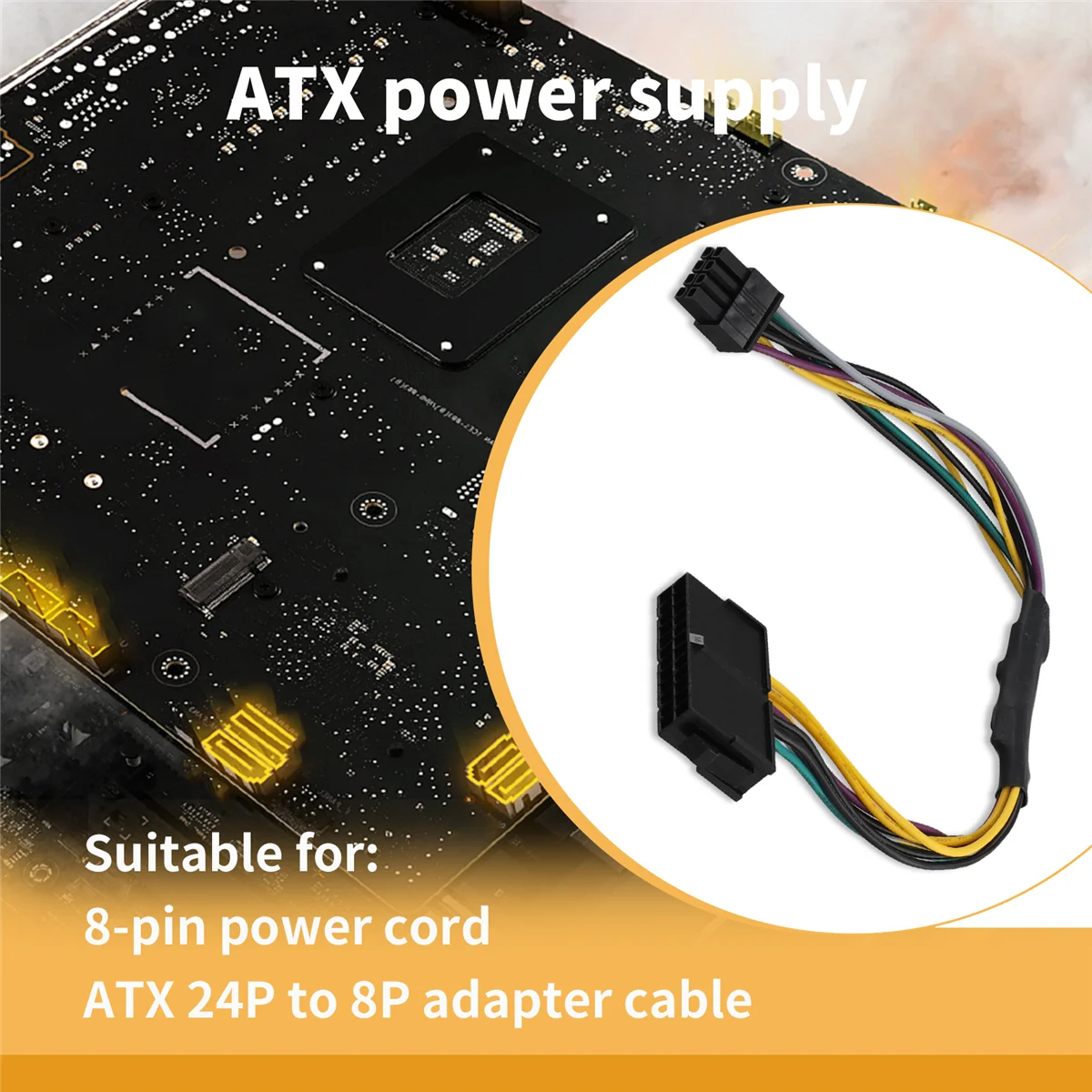 New 24 Pin to 8 Pin ATX PSU Power Adapter Cable Compatible for DELL Optiplex 3020 7020 9020 Precision T1700 12-Inch(30cm)