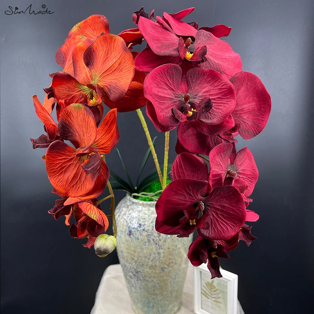 SunMade 10 Heads Big Artificial Orchid Butterfly Orchids Home Wedding Decoration Silk Artificial Flowers Flores Artificales