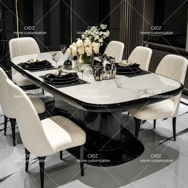 Ultra Microcrystalline Stone Dining Table Rectangular High End Light Luxury Large Apartment Villa Living Room Family