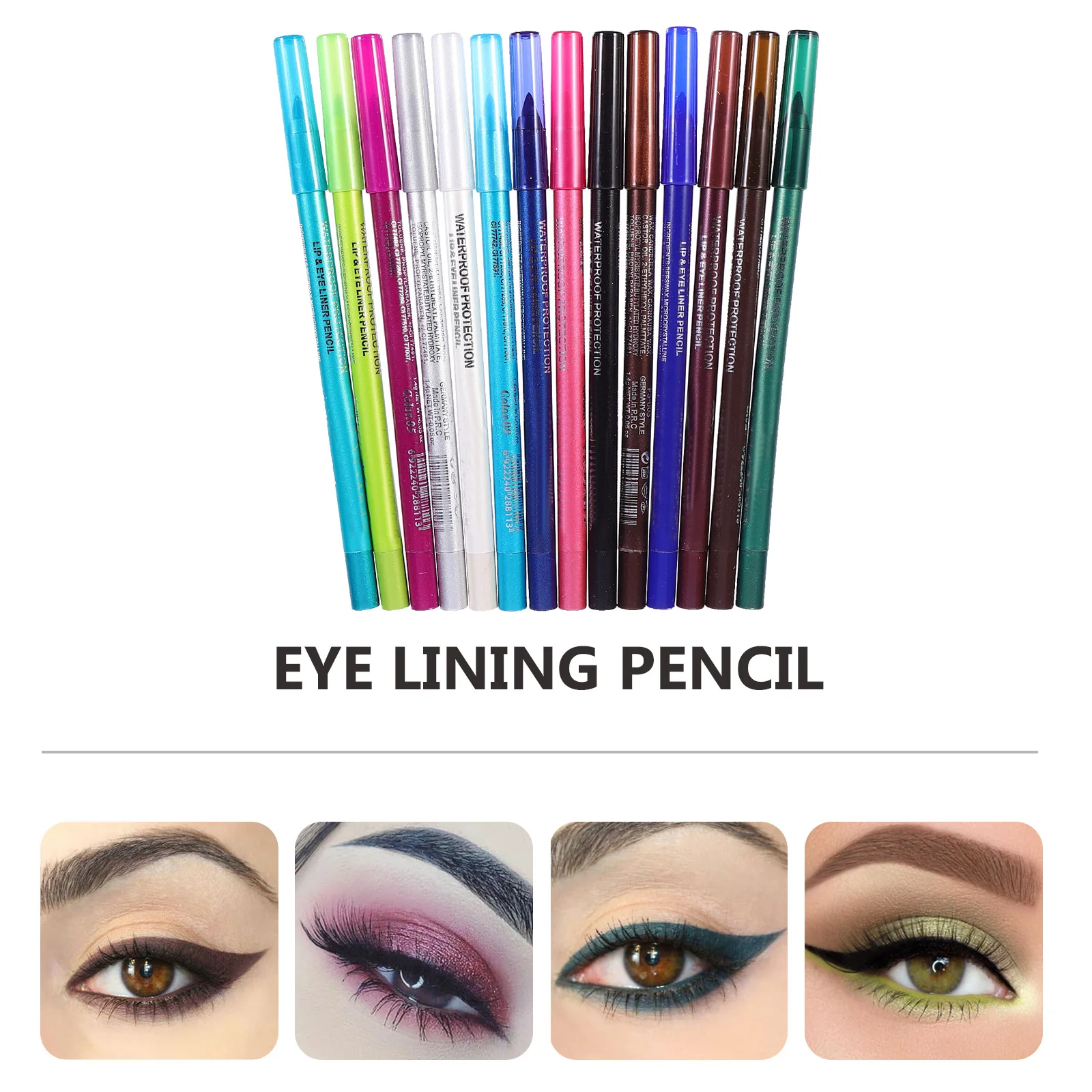 14-delige eyelinerpotloodset Kleurrijke gladde, langdurige oogvoering Tekeningpotlood Make-upaccessoire voor nauwkeurige natuurlijke oogmake-up