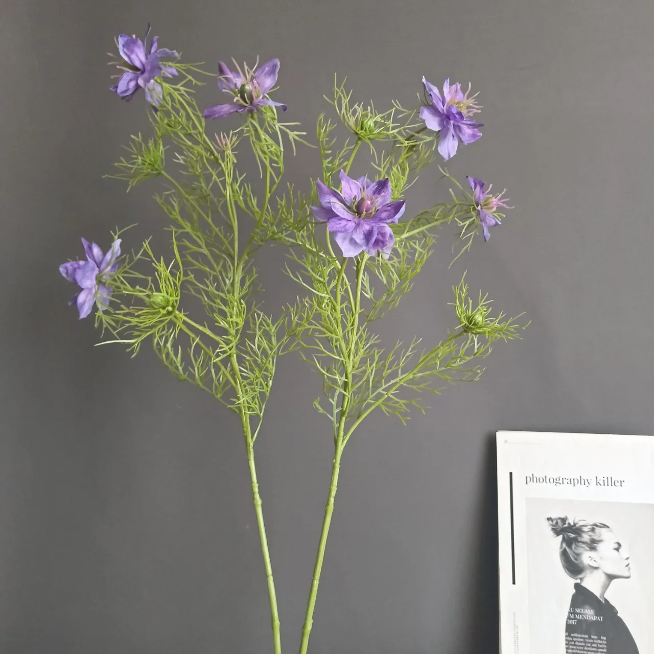 

Simulation flowers single branch black seed grass Nordic log style home model room wedding decoration
