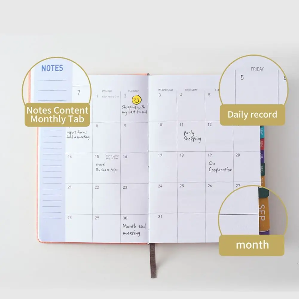 With 2 Pieces Stickers 2024-2025 Planner A5 Size Versatile Weekly & Monthly Planner Customizable Stay Organized Agenda Notebook