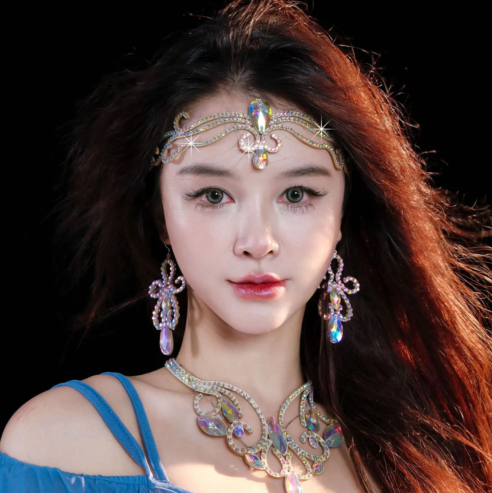 1pcs/lot woman fashion belly dancing headwear lady rhinestone patchwork head accessories