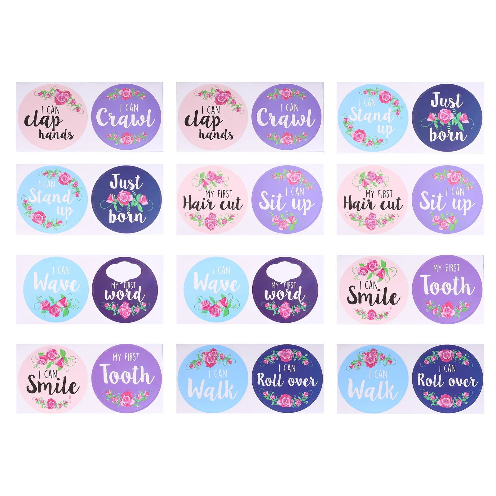 

24 Pcs Baby Growth Stickers Milestone Decal Clothing Flower Infant Decals Scrapbooking