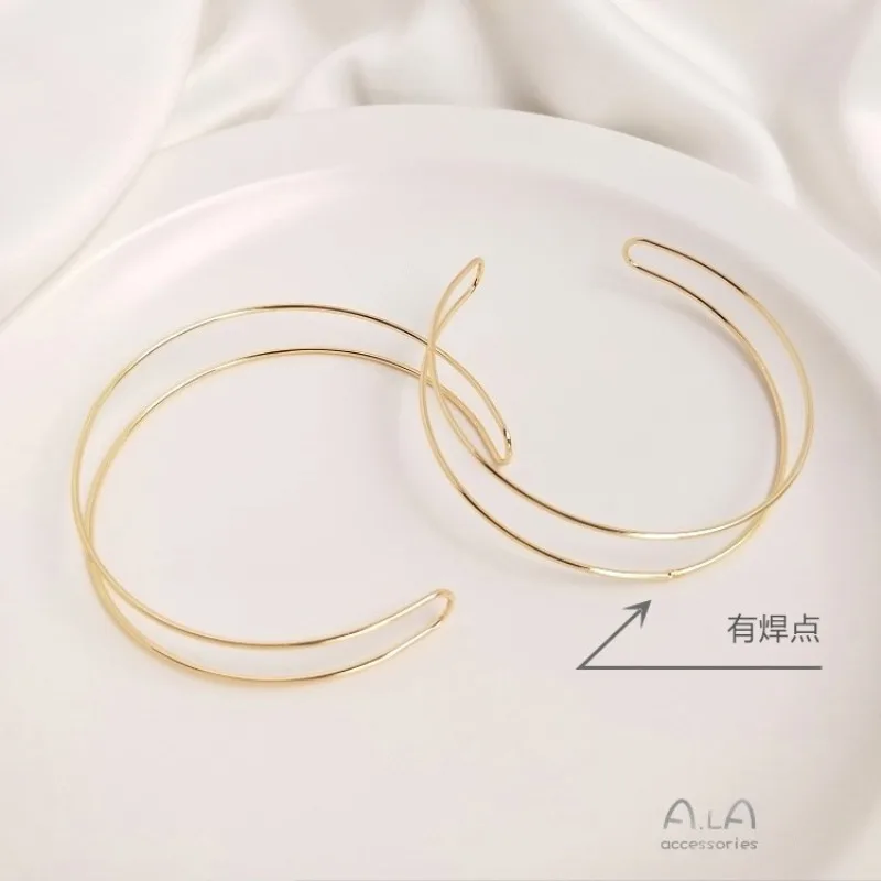 14K Real Gold Copper Wire Double-strand Bracelet Manual Clip Bead Winding DIY Backing Bracelet Double-circle Bracelet Accessorie