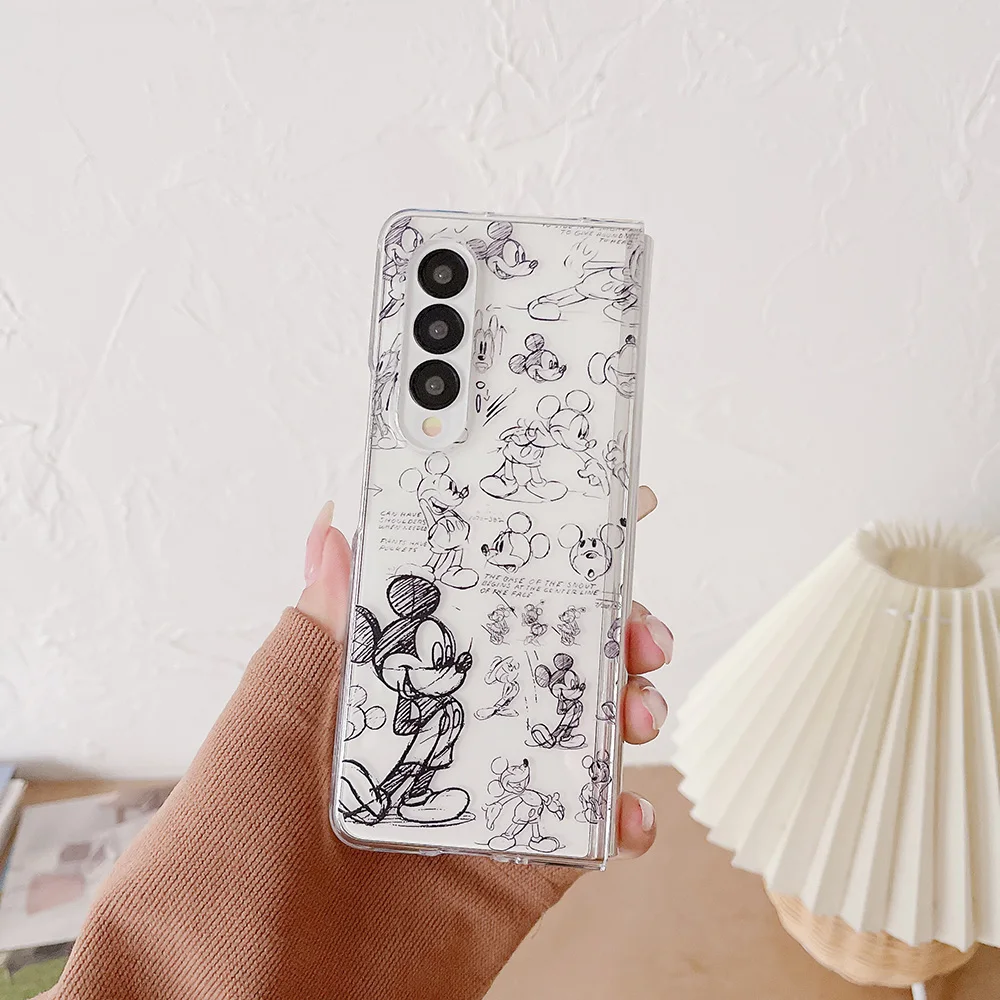 เคสโทรศัพท์ลายการ์ตูนน่ารักกราฟฟิตีน่ารักลายมิกกี้มินเน่ชัดเจนป้องกันการตกสำหรับซัมซุง zfold 3 4 5 Zzfold4/5/6ดิสนีย์เคสที่น่ารัก
