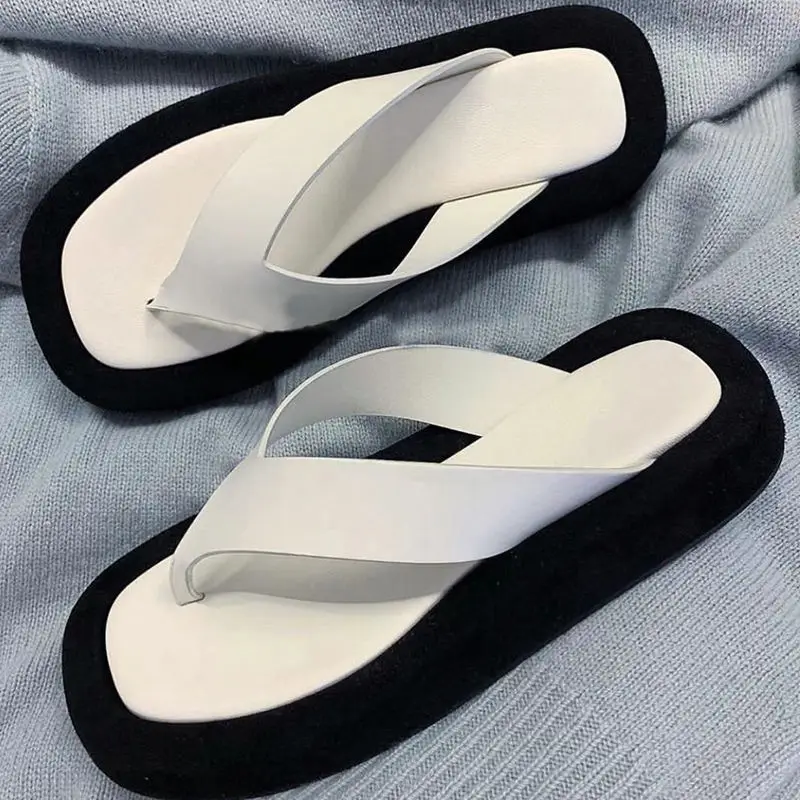 2023 Non-slip Outer Beach Sandals Women\'s Slippers Summer Color Matching Platform Ladies Sandals Herringbone Flip Flops Women