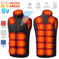 21 Areas Winter USB Heated Vest Adjustable Temperature Self-heating Vest Washable Sleeveless Heating Jacket