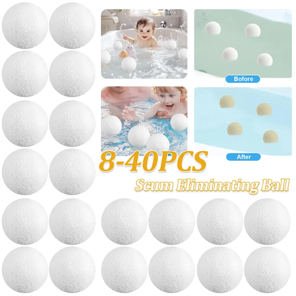 

8-40 шт., шарик для устранения накипи, маслопоглощающая губка, многоразовый плавающий шарик, многофункциональный поверхностный масляный поглотитель для гидромассажной ванны, спа