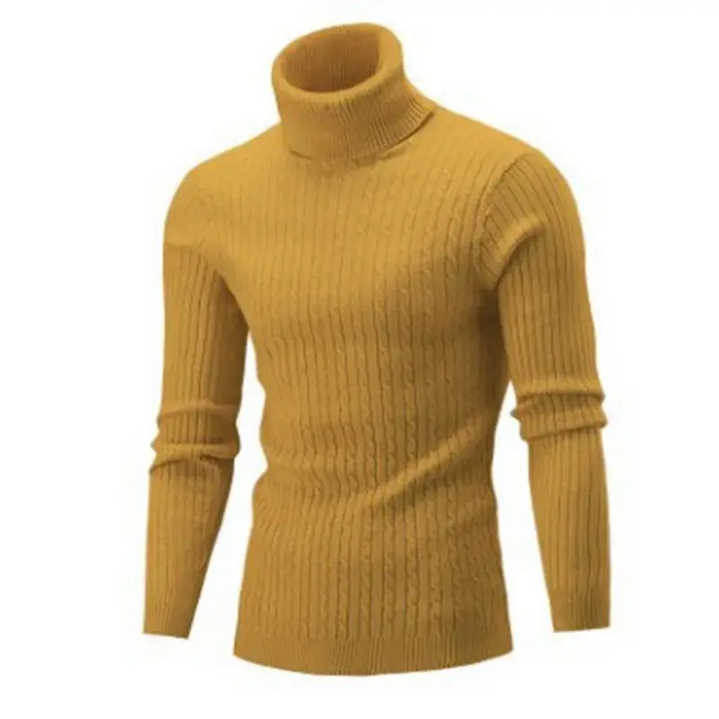 

Autumn Winter Warm Faion Color Turtlene Knit Sweater Long Sve round Ne Youthful Sle Men's Pullover Sweater