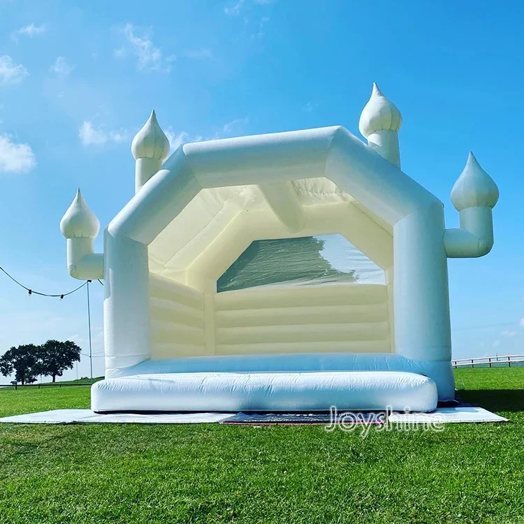 white bounce castle with top