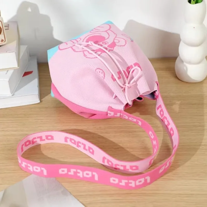 Disney Lotso Luxury Purse Handbag Women's Fashion Versatile Shoulder Crossbody Drawstring Closure for Daily Use