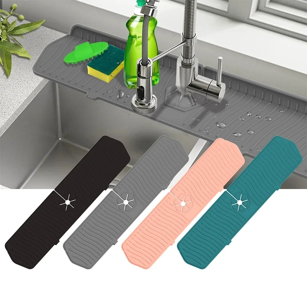 Kitchen Faucet Splash Pad Silicone Sink Faucet Splash Guard Mat Sponge Drain Pad Countertop Protector for Bath Kitchen Gadgets