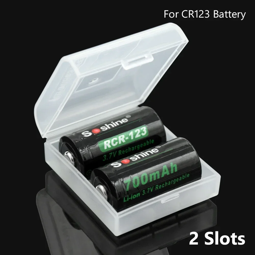 2 Slots CR123 16340 Battery Storage Boxes Transparent Hard Plastic For 16340 CR123A  CR2 Battery Holder Container Box