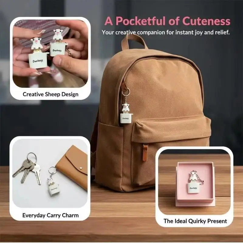 1Pcs For Adult Kitten Sheep Keycap Keychain Luminous Sounding Stress Relief Creative Fidget Toy Portable Electronic Pendant
