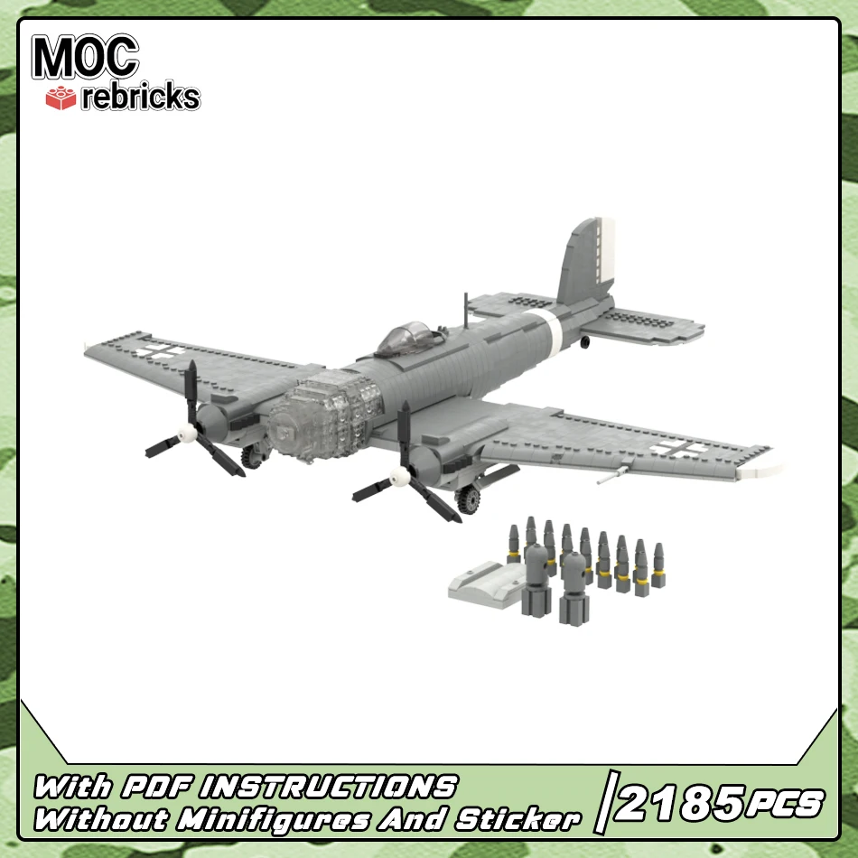 

MOC военная серия Heinkel He 111, немецкий бомбардировщик ВВС, строительный блок, модель гранулированных кирпичей, набор игрушек, детские головоломки, подарки