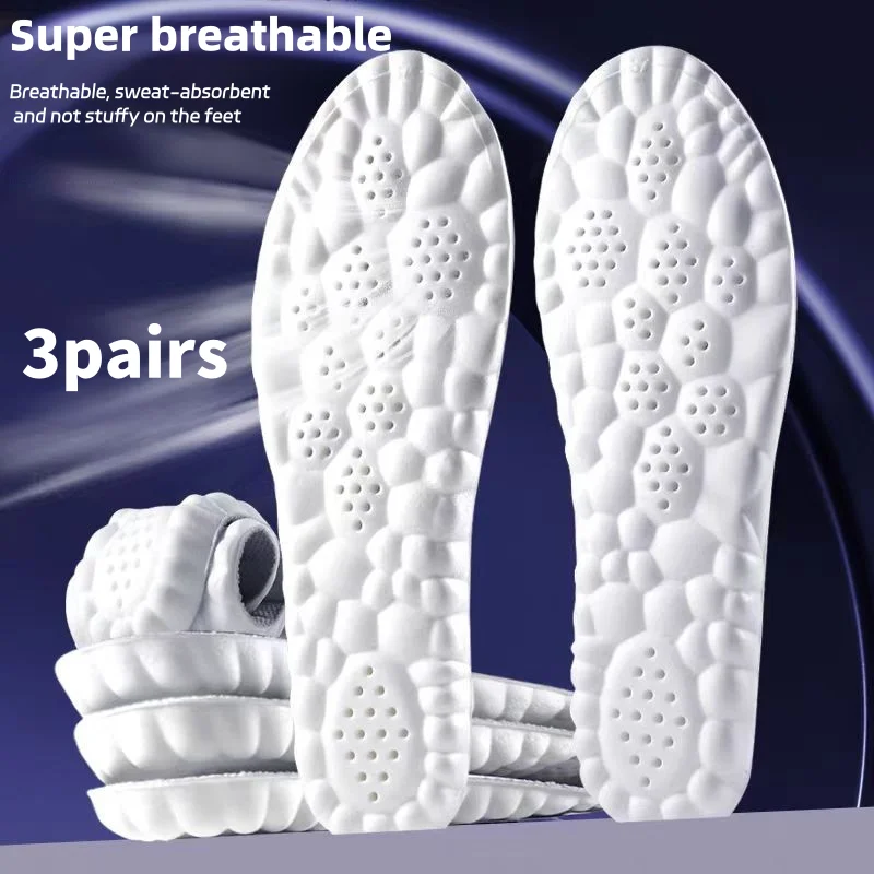 3 Pairs Lightweight Polyurethane Material Sports Insoles Breathable Good Rebound Cushion