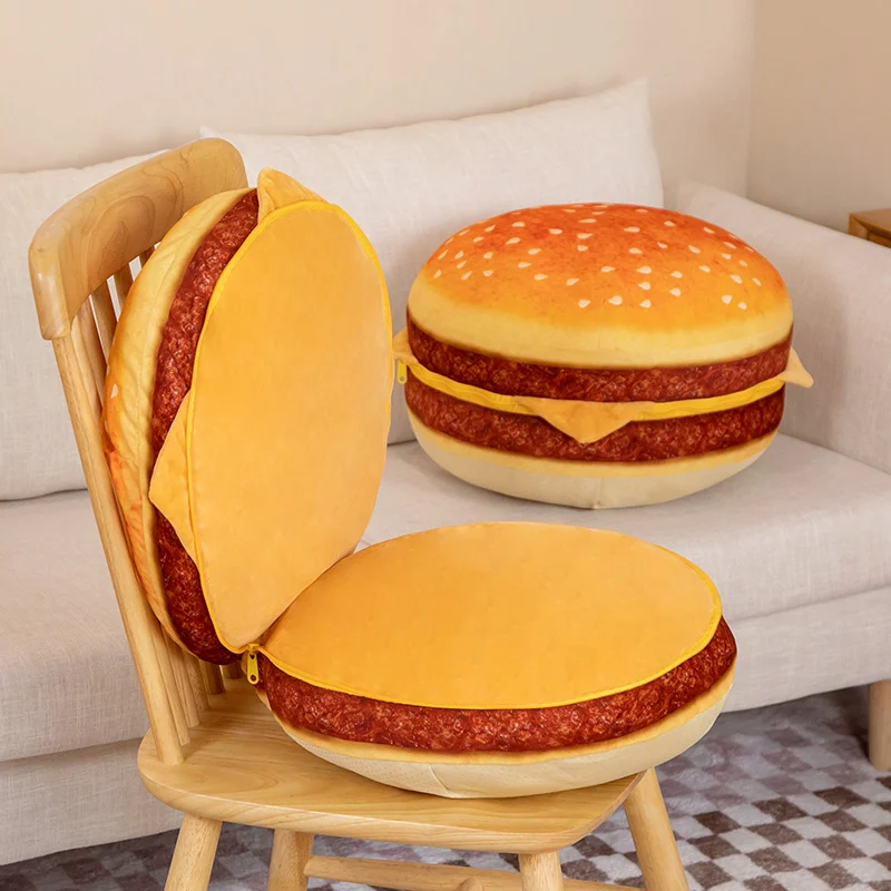 

40CM Simulation Lazy Sofa Turn To Seat Cushion Plush Bread Hamburger Pillow Stuffed Food Cute Toy Home Decor Kids Birthday Gift