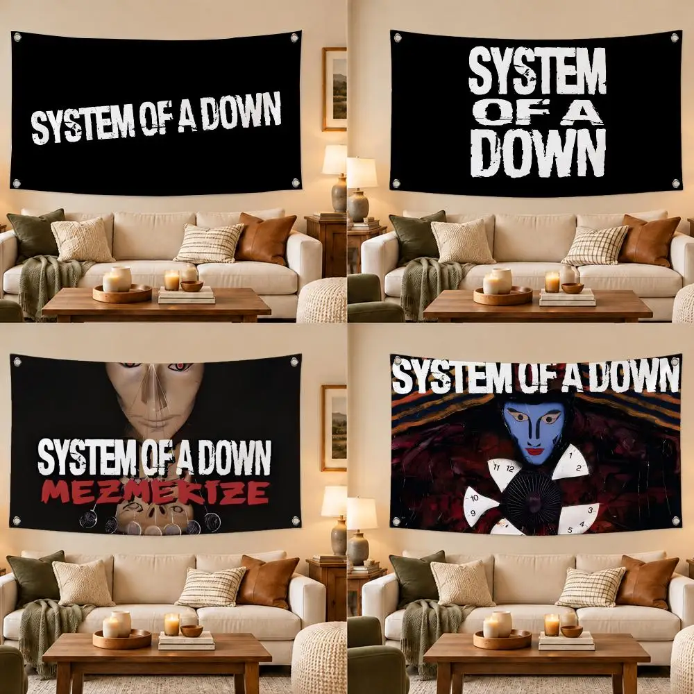 Band System of a Down Flags Modern Fabric Banner Pennants Bedroom Garden Party Birthday Wall Ornament Decor