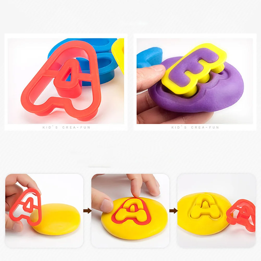 Set di strumenti per modellare l'argilla da 47 pezzi per accessori per impasto a colori amichevoli con timbri con numeri dell'alfabeto per l'immaginazione creativa