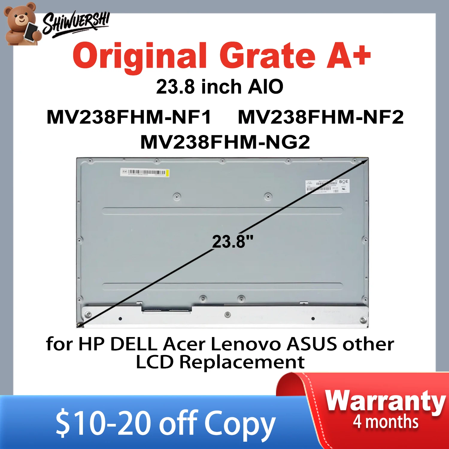 

Original New 23.8 inch Led Monitor Display MV238FHM NF1 MV238FHM NF2 MV238FHM NG2 IPS FHD For HP LENOVO DELL LCD Screen