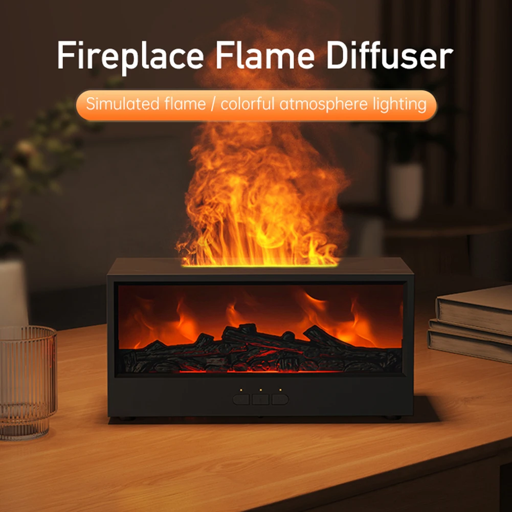 Aromatherapy Machine Essential Oil Diffuser 218*85*107 3D Flame Aromatherapy Machine Timer Function 1 3 5 Hours