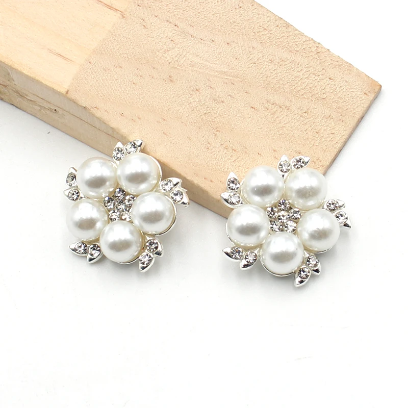 10Pcs 23mm Metal Rhinestone Pearl Alloy Accessories DIY Flower Center Ornaments Clothing Hair Jewelry Decorative Accessories