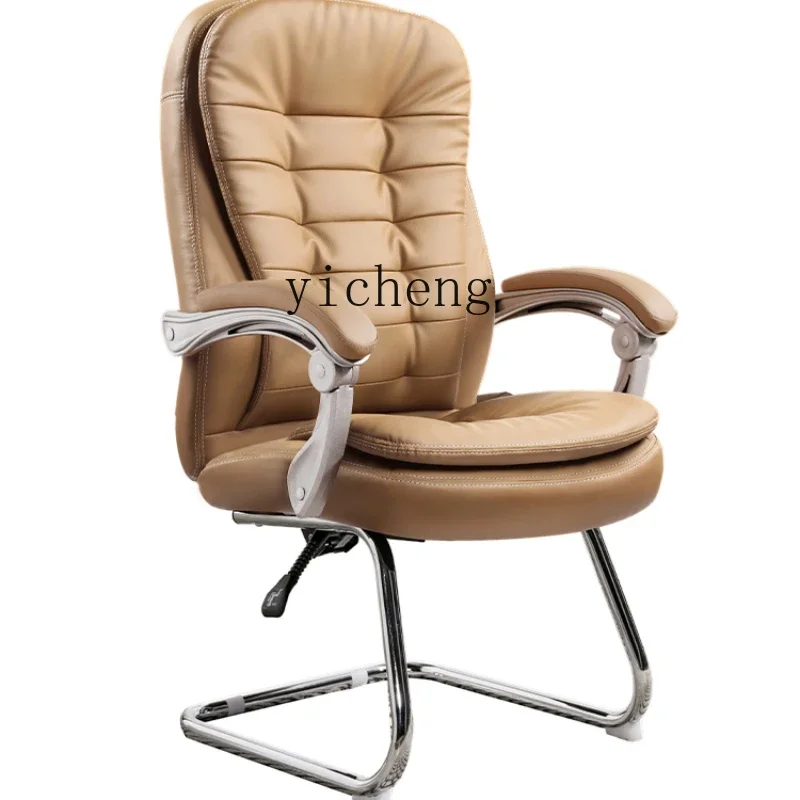 ZK Computer Chair Executive Chair Genuine Leather Office Chair Backrest Reclining Desk Chair Home Comfortable Long Sitting