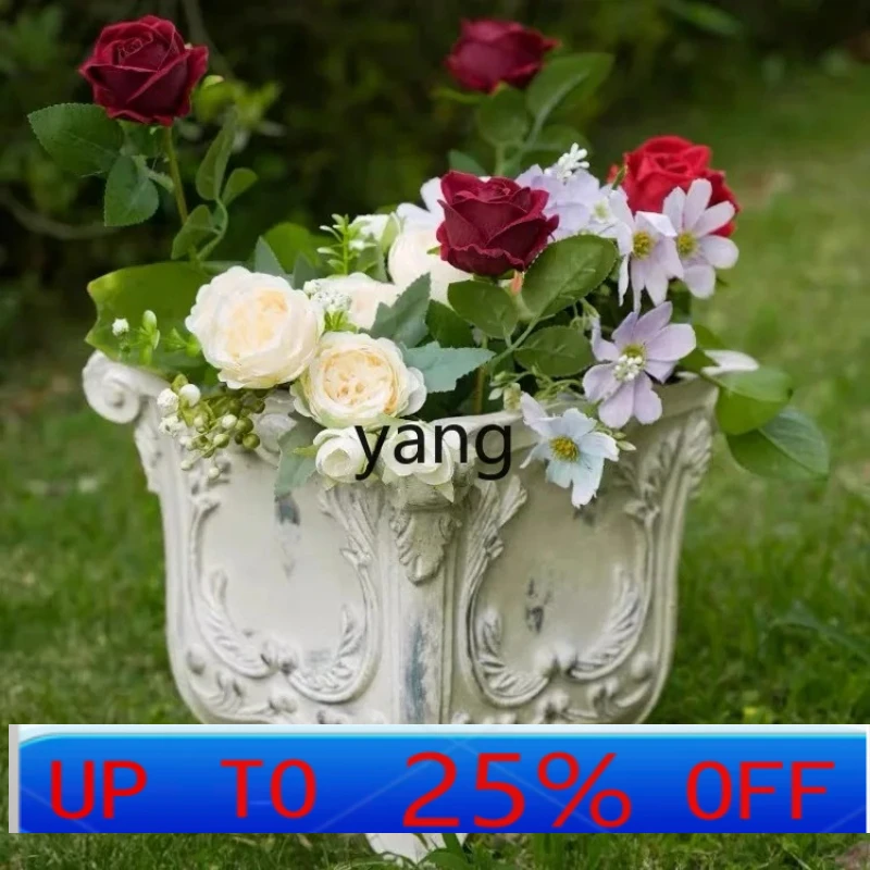 LTT retro old relief flower pot outdoor courtyard garden decoration ornament villa balcony