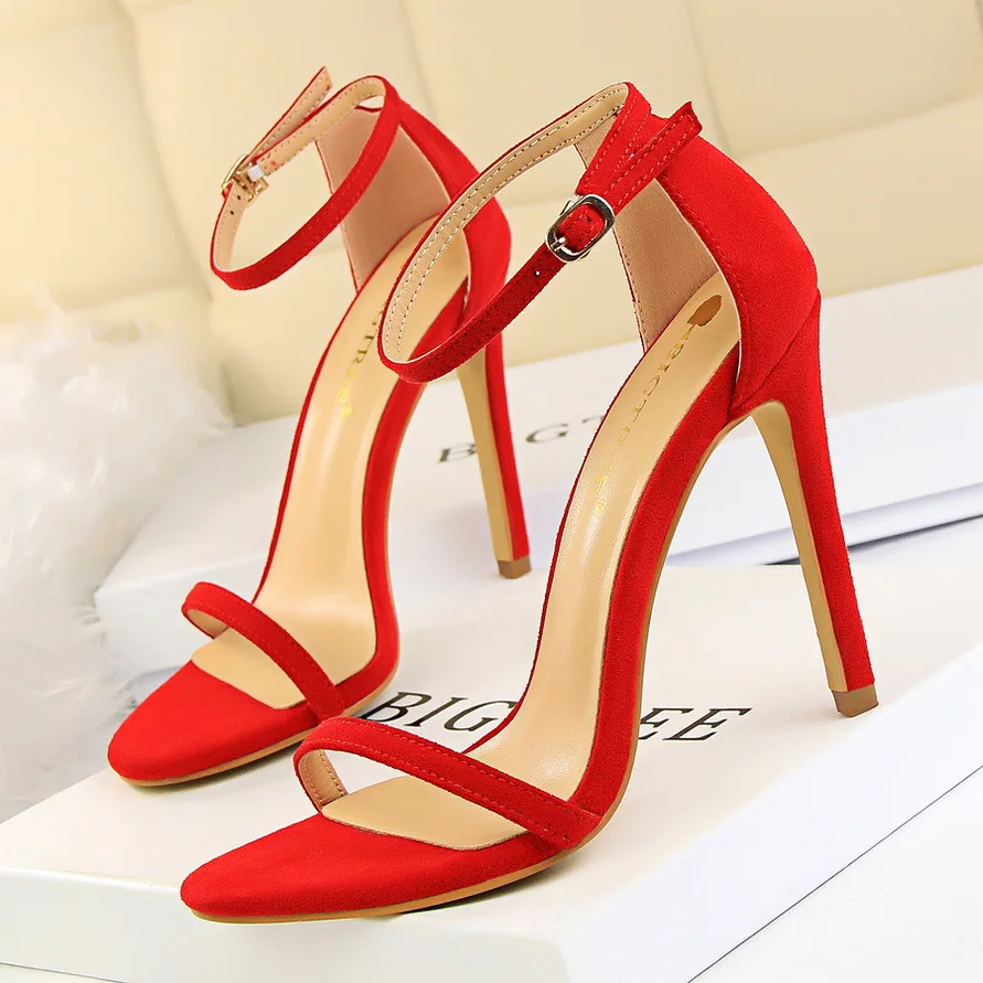 

European and American Fashion Sexy Women's Sandals Thin Heel High Heel Open Toe Word Belt Summer High Heels