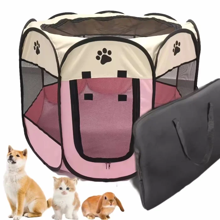 Octagonal firme oxford pano painel cerca animal de estimação filhote de cachorro cão cercadinho portátil diy catio suprimentos para animais de estimação gaiola rejas bebe para cão