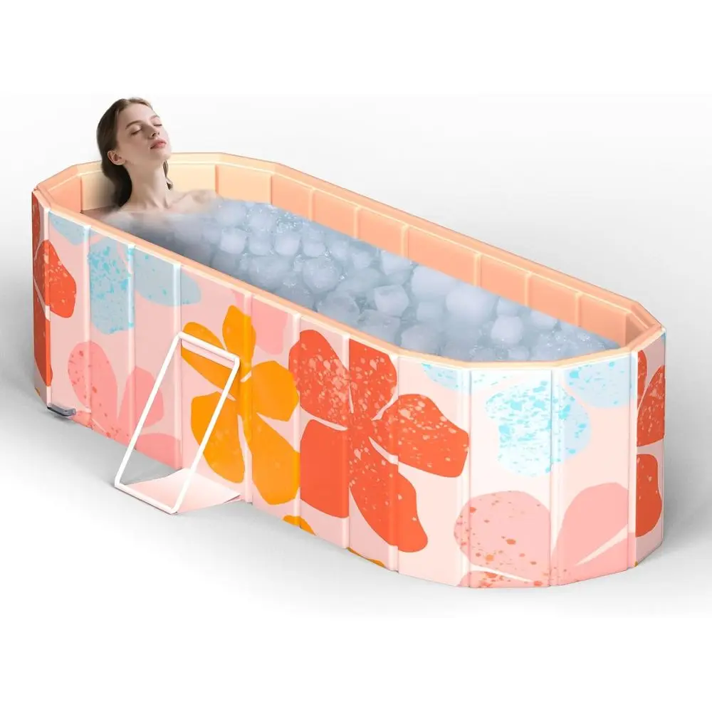 

Portable 47 Adult Collapsible Plunge Bath with Insulated Liner and Fast Drain, Pink