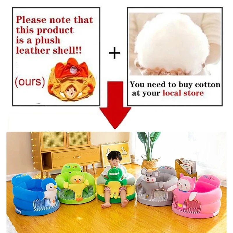 Cute Plush Baby Support Sofa Seat Cover Toddler Sit Learning Feeding Nest Puff Chair Comfort Washable Without Filling