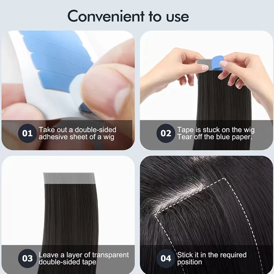 120/240/480pcs Blue Double-Sided Hair Tape Strips, Invisible Waterproof and Sweat-Resistant with No Residue image 4