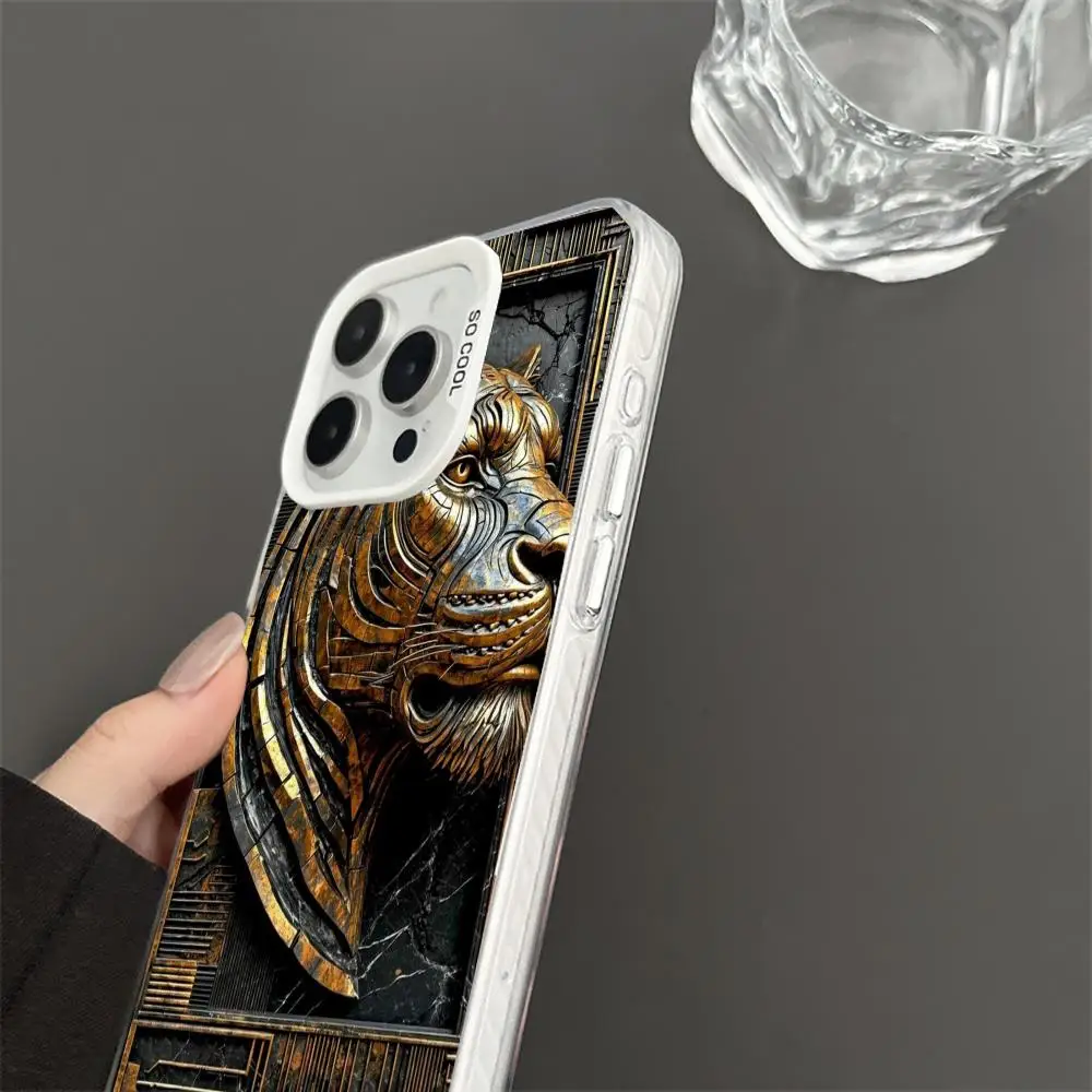 Tiger Head Design Hülle für iPhone 17 16 15 14 13 12 11 Pro/Max/Plus stoßfeste Rückabdeckung Anti-Fingerabdruck
