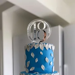 New Golden 18th Birthday Acrylic Cake Toppers Silvery 18th Birthday Cupcake Topper for Girls Boys Birthday Party Cake Decoration