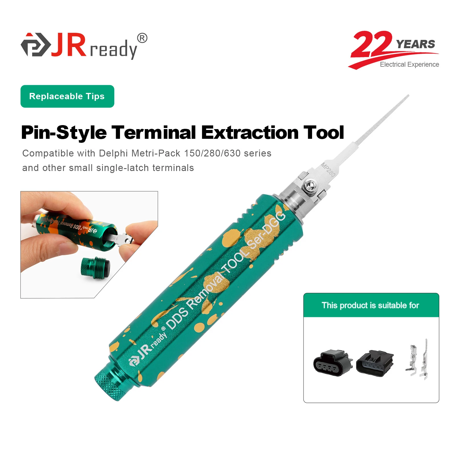 

JRready JRDDS-MP280-01 Single-Pin Terminal Extraction Tool​ for Delphi Metri-Pack 150/280/630 series