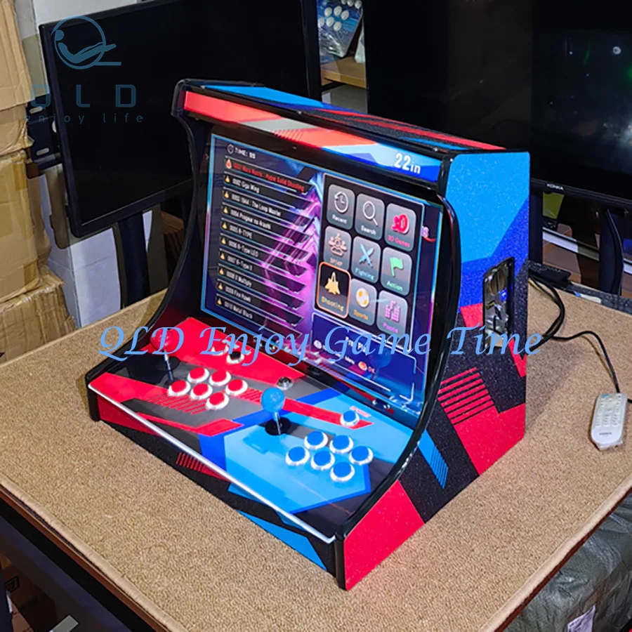 

22" LCD Bartop Arcade Video Game Console, Built with SAGA PANDORA DX 26800 in 1, Coin Acceptor Joystick Button, 2 Players to TV
