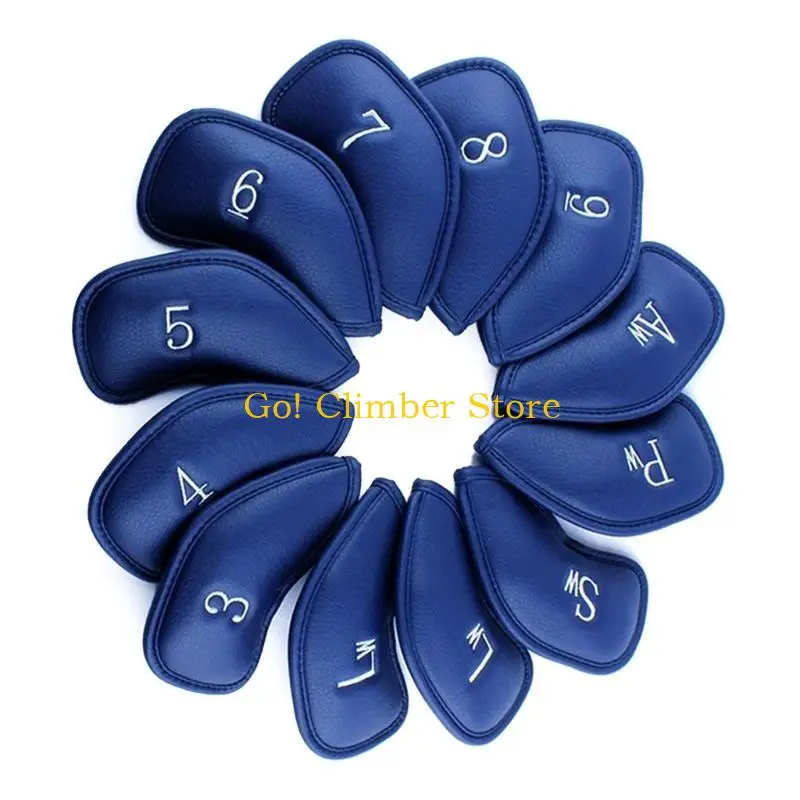 Q84C 12 قطعة جولف الحديد رئيس الغطاء الواقي بولي Leather الجلود مقاوم للماء جولف غطاء رأس الحديد جولف اكسسوارات هدايا للاعبي #4