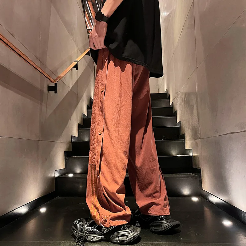 Summer Trendy Long Pants for Men's Casual Ice Silk Sagging Wide Leg Pants Loose and Thin Straight Leg Versatile Hip Hop