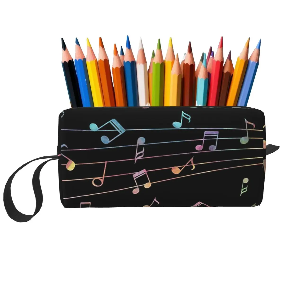 Federmäppchen mit Musiknoten-Motiv für Studenten, Stiftbox, Bleistiftbeutel, Schreibwaren, Organizer-Tasche für Damen