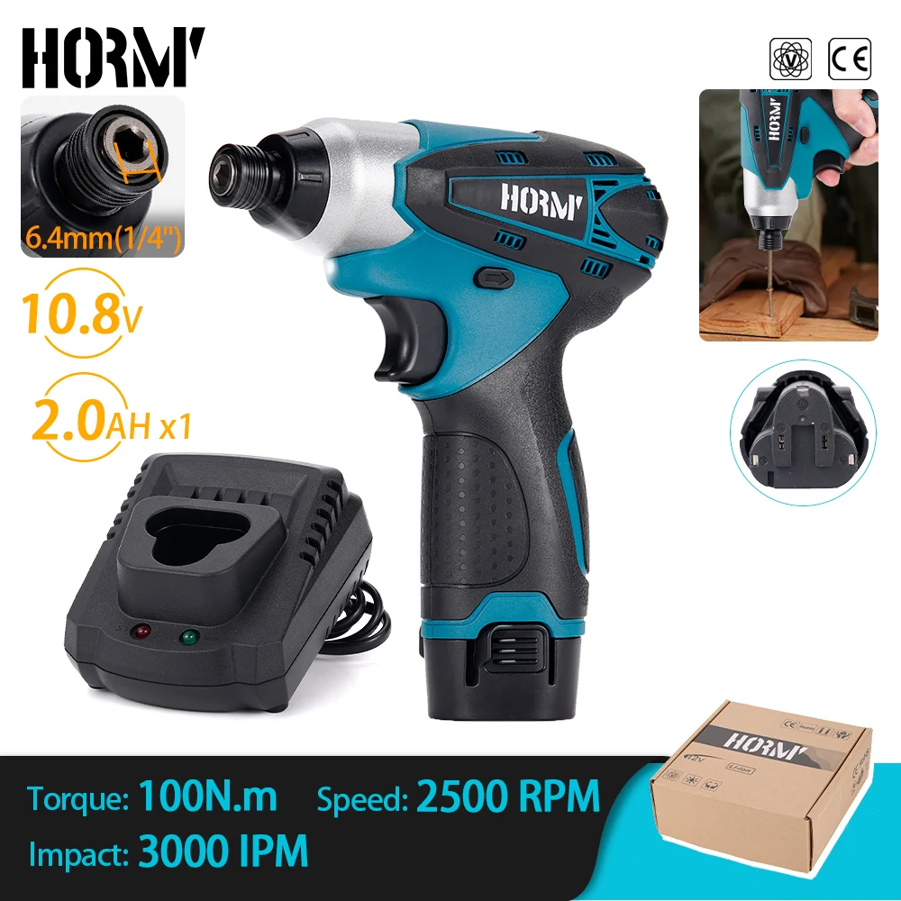 100N. m Brushless Impact Screwdriver Cordless Electric Drill 1/4