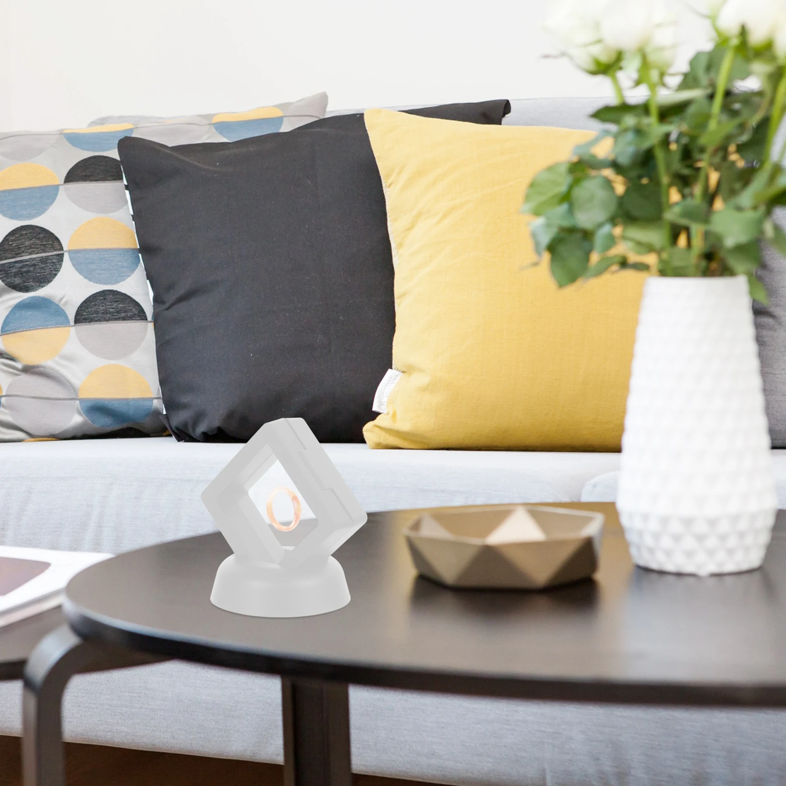 10 Set Kotak Pajangan Perhiasan 5X5Cm Tempat Mengambang Film Bening Putih untuk Penyimpanan Kalung Cincin di Acara Rumah