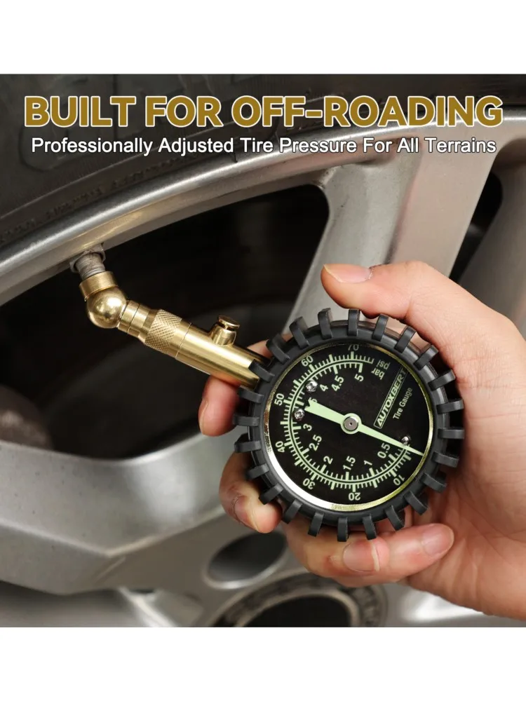 AliExpress 0-75 PSI Tire Gauge Heavy Duty Air Pressure Gauge Ideal Offroad Accessories Compatible with Bicycle, Car, SUV, Truck,Motorcycle