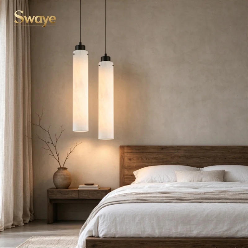 Luxury Natural Marble LED Pendant Light Bedroom Restaurant Villa Lobby Room Suspended Chandelier Home Decor Luster Hanging Lamps