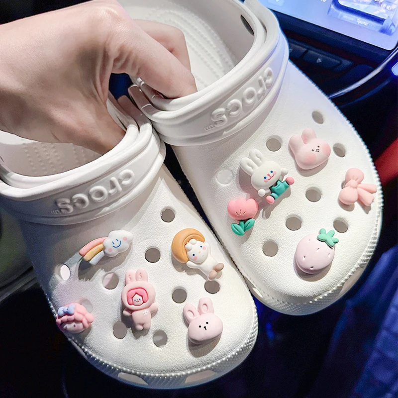 Милый кролик, подвеска для обуви для Crocs DIY, аксессуары для обуви Bogg, сумка, сланцы, сандалии, сабо, детские подарки