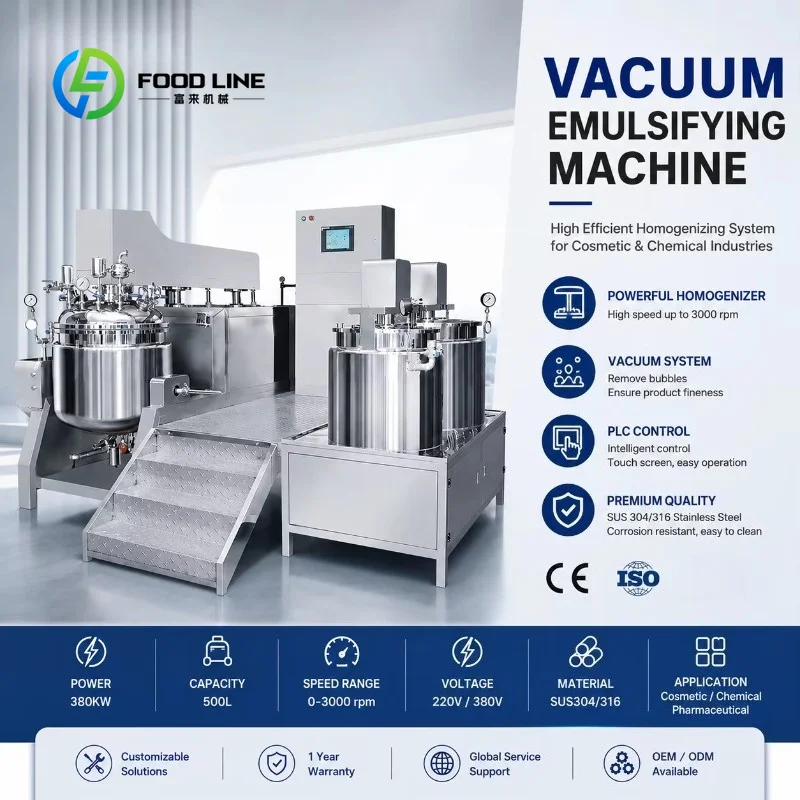 customized Vacuum Homogenizing Emulsifier External Circulation Hydraulic Lift Type for Daily Chemical Shampoo Making