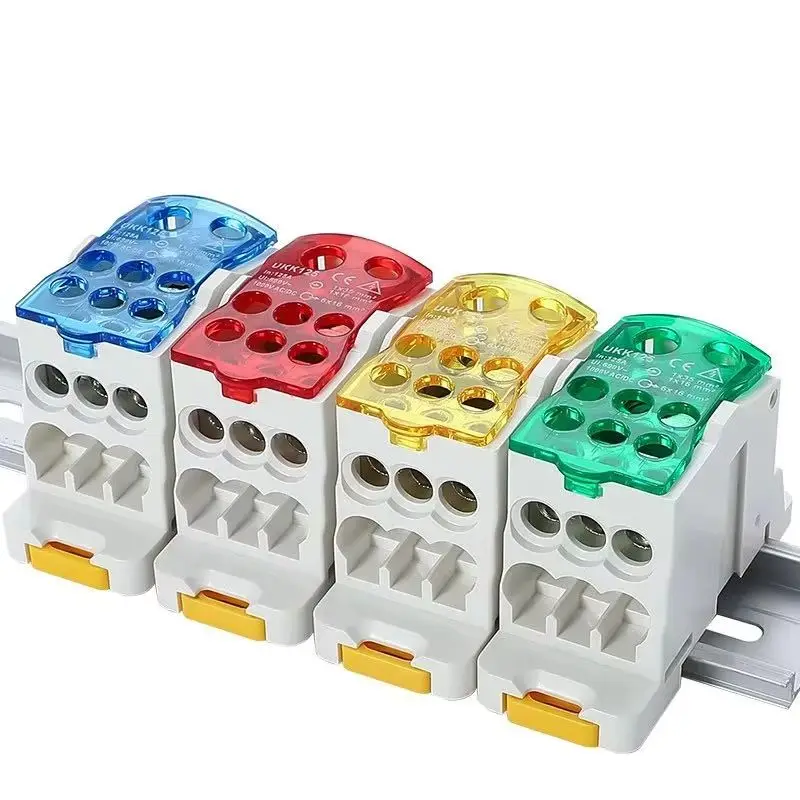 UKK Din Rail Terminal Block Power Distribution Box 80A 125A 160A 250A 400A One In Multiple Out Electrical Wire Junction Box Spli